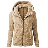 GFGHH Kapuzenpullover Damen Teddy-Fleece Mantel Farbblock Hoodie Plüsch Sweatshirt Oversize Warm Plüschjacke Cardigan Kapuzenjacke mit Taschen Sherpa Frauen Übergangsjacke Lose Langarm Lässige Outw