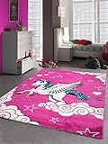 CARPETIA Kinderteppich Spielteppich Mädchen Einhorn Pink Größe 80x150