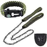 Taschen-Kettensäge Hand-Kettensäge mit Paracord-Griff, mit Feuerstarter, Survival-Armband, Taschensäge, Survival-Sägekette, Notfall-Outdoor-Survival-Ausrüstung