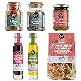 Gepp’s Feinkost BIO Kennenlern-Set I Selektion von 6 Bio-Produkten aus unserer Delikatessenwelt I Italienische Pasta Conchiglie & Pesto, Gewürzmischungen, Thymian Olivenöl & Johanisbeere Essig (A0040)