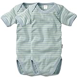 wellyou, 2er Set Kinder Baby-Body Kurzarm-Body, hell-blau neon-gelb gestreift, Geringelt, für Jungen und Mädchen, Feinripp 100% Baumwolle, Größe 116-122