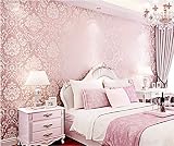 Tapete Luxuriöses Damaskus Blumen Rosa 3D Vliestapete Küche Schlafzimmer Wohnzimmer Tv Background Dek