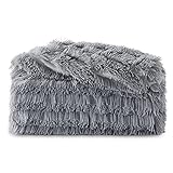 BEDSURE Felldecke Kuscheldecke Decke Sofa - flauschig Sofadecke Felloptik weich und plüsch, Winterdecke Oeko-Test Zertifiziert, Kunstfell Couchdecke Wohndecke grau 150x200