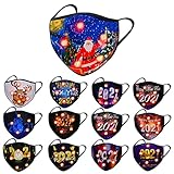 Alueeu LED Licht Mundschutz Weihnachten Lustig Erwachsene Halstuch 3D Druck Bandana Maske Multifunktionstuch mit Motive Mehrweg Atmungsaktiv Mund und Nasenschutz Damen H