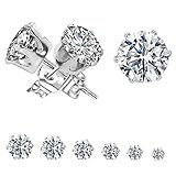 Yohong Damen Chirurgenstahl Zirkonia Ohrringe Stecker Silber, Nickelfrei Edelstahl Rund Medizinische Ohrstecker Set Männer Kinder, Hypoallergen, nicht verblassen 3-8mm(6 Paar mit Schmuckschatulle)
