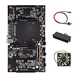 YIYIO X79 H61 BTC Miner Motherboard mit Schalter Kabel + 24Pins Stromanschluss + LüFter UnterstüTzung 3060 3070 3080 GPU 5 PCIE Motherb