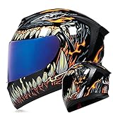 DOPORA Motorradhelm ECE-zugelassen für Erwachsene Männer Frauen, modulares Integralhelm Flip-Up-Doppelvisier Off-Road-Motorrad Moped Street Bike Racing Dual-Sporthelm,5,L