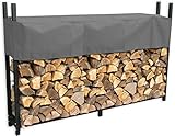 GRASEKAMP Qualität seit 1972 Metall Kaminholzregal 238 x 35 x 120 cm 1,4 RM mit Schutzhülle Grau Holzregal Kaminholzunterstand Stap