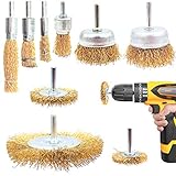 VINLINGDAI Drahtbürste,Drahtbürste Set Messing 9-teilig,Abtragen und Polieren,für Bohrmaschine Stahldraht vermessing