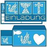 15er Set Einladungskarten Kommunion Konfirmation Taufe SYMBOLE zum Ausfüllen mit Umschlag - edle Einladungen für Jungen und Mädchen von BREITENWER