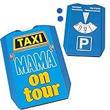 Taxi Mama on Tour Parkscheibe in blau mit 2 Einkaufswagenchips tolles Muttertagsgeschenk für die Beste Mutti auf der W