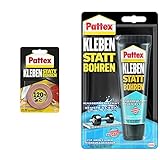 Pattex Kleben statt Bohren Klebeband, extra starkes doppelseitiges Klebeband, Doppelklebeband für Montagearbeiten innen & außen, 19mm x 1,5m & Kleben statt Bohren Wasserresistent, Weiß, 142 G