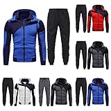 Herren Jogginganzug Baumwolle Winter Trainingsanzug Herren Lang Sportanzug Jungen Spleißen Trainingsanzug Tracksuit Set für Männer,Jogginghose Herren,Freizeitanzug Men's Sportswear,Hausanzug Kuschelig