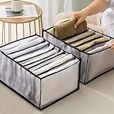 Kleiderschrank Organizer 2 Stück, Faltbarer Schubladen Ordnungssystem Kleiderschrank, 7 Gitter Waschbare Ordnungssystem Kleiderschrank für Schlafzimmer, T-Shirt, Leggings, Röcke, J