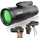 RUNPRISM Monokular Teleskop, HD 12x50 Monokular Wasserdichtes BAK4-Prisma Monokular (16,5 großes Prisma), Stativ mit Smartphone-Adapter, für Vogelbeobachtung, Jagd, Wandern, Camping, Sightseeing