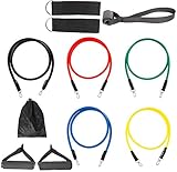 YFDD JTWEB Übung Widerstand-Bänder Set 11PCS Fitness Stretch Workout Bands mit Fitness-Tubes, Schaum-Griffe Ankle Straps Tür-Anker for Home Gym Fitness for Home Gym Fitness for Männer Frauen aij