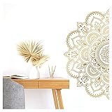 Grandora Wandsticker Wandtattoo Wohnzimmer Mandala I Gold (BxH) 38 x 19 cm I Schlafzimmer Sticker Boho Style Flur Yoga Wandaufkleber Ornament Aufkleber W5590