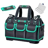 AIRAJ Wasserdichte Werkzeugtasche,47×27×31cm,Weithals Werkzeugtasche mit großer Kapazität,Multifunktions Werkzeugtasche,Professionelle Werkzeugtasche für Haushalt, Elektriker und Wartung