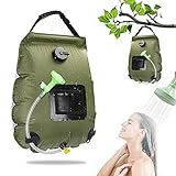 Yuragim Solar Duschtasche Campingdusche, Outdoor Warmwasser Dusche Shower, Solar Gartendusche 20l, Heizung Solardusche mit Duschkopf 45 °C Reisedusche Camping Wassersack,Outdoor Camping, W