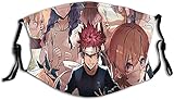 Food Wars Shokugeki No Soma Erwachsene Staubmaske Waschbar Wiederverwendbare Sturmhaube Winddicht Gesicht Staubdicht Mundabdeckung mit Filter für Erwachsene Herren Damen Unisex O