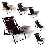 Printalio - VIP - Liegestuhl Bedruckt Balkon Garten Sonnenliege Relax Holz Terrasse | mit Armlehne, Dunkelb