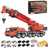 Technic LKW Kran Bausatz, MK17013 4460 Teile Große Ferngesteuert Technik Schwerlastkran mit 5 Motor und Fernbedienung Bauset Kompatibel mit Lego Technic(17013)