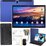 4G Tablet 10 Zoll Android 9.0 Pie Tablets 4GB RAM + 64GB ROM/256GB Skalierbar Tablet PC Dual-SIM 8000mA Bluetooth GPS WiFi Typ-C 5 + 8MP Kamera (Blau)