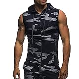 Herrenbekleidung, ärmellos, Camouflage, Reißverschluss, Kapuzen-Tops, modische Freizeitweste, schmale Passform, Herren-Poloshirt, Rugby-Shirts, Patchwork-Tops, Größe S-XXXXXXXL, Navy1, M