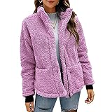 XUNN Damen Wintermantel Wendbare Fleecejacke Sweatshirt Jacken Winter Warme Wolle Taschen Mantel Dicker Plüsch Einfarbiger Outw
