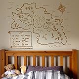 Piratenkarte Vinyl Wandtattoo Kinderbereich Spielzimmer Art Deco Aufkleber Wandbild Cartoon Schiff Piratenkinder Junge Junge Kinderzimmer Schlafzimmer 77X57C