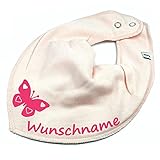 HALSTUCH SCHMETTERLING mit Namen oder Text personalisiert rosa für Baby