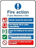 KPCM Display ltd Hinweisschild mit Aufschrift 'Fire Action if You Discover a Fire Leave Building by Nearest exit', 3 mm dick