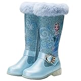 KANDEMY Mädchen Elsa Winterstiefel Warm Gefütterte Thermo Gummistiefel Eiskönigin Schneestiefel mit Fell Outdoor Elsa Stiefel für Kinder Prinzessin Geburtstag Fasching Party Blau 31