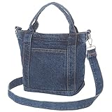 AOCINA Denim Geldbörse Blau Jean Taschen für Frauen Denim Tote Bag Jean Geldbörsen und Handtaschen für Teenager Mädchen Frauen, C-dark blue, S
