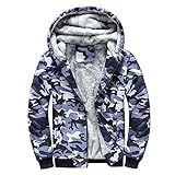 SOLIDERT Winter Freizeitjacke Herren Camouflage Hoodie Winter Warm Fleece Reißverschluss Pullover Jacke Outwear M