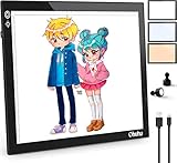 Ohuhu LED Licht Pad mit 3 Farben Licht, A4 Leuchttisch einstellbare Helligkeit, Ultra dünn USB-Lichtpad für Diamond Painting, Zeichnung, Malen, Animation, Tattoo, Skizzierung