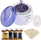 Ewilibe Wachs Haarentfernung Waxing Set Wax Warmer Wachsgerät Wachswärmer Wachserhitzer für Körper Beine Gesicht, KonstanteTemperatur,500ml,4*100g Wachsbohnen,20 Holzspateln,10 Antifouling-Papierk