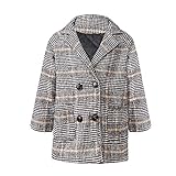 Freebily Kinder Jungen Mädchen Mantel Reverkragen Jacke Festlich Anzugjacke Sakko Mit Knopfliste Und Taschen Winter Herbst Coat Plaid 86-92/18-24 M