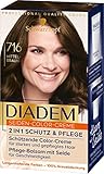 Diadem Seiden-Color-Creme 716 Mittelbraun Stufe 3 (170 ml), permanente Haarfarbe mit 2 in 1 Schutz & Pflege für 70 % weniger Haarbruch und langanhaltende Farbergeb