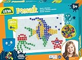 Lena 35626 - Mosaik Steckspiel Set, Steckmosaik mit 260 transparente Stecker, Mosaikstecker Ø 10 mm, Mosaikspiel für Kinder ab 3 Jahre, Komplettset mit Steckplatte ca. 28 x 19,5 cm und Organizer, b