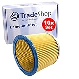 10x Lamellenfilter Filterpatrone Ersatz für Aldi Workzone Nass- und Trockensauger, GO On NT 1300i, Goblin FAM, FAM 7409 P, Goblin FAM V10, OBI NTS 20