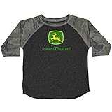 John Deere Herren T-Shirt, Charcoal/Camo, 3/4 Ärmel, mit Logo - - XX-Larg