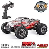 VATOS Ferngesteuertes Auto, 4WD RC Auto 36 km/h 1:16 Funkfernsteuerung Elektro Geländewagen 2,4 GHz RC ferngesteuertes Offroad Monstertruck Buggy Auto Spielzeug Geschenk für Kinder und Erw