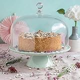 Home of Cake Zauberhaft: Tortenplatte Sweet Flower Medium in Mintgrün mit Glashaube, Ø 28