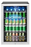 Bomann KSG 7284.1 Glastür-Kühlschrank / 115 Liter Nutzinhalt/doppelverglaste Gerätetür/LED Innenraumbeleuchtung und eingraviertes Bomann Logo mit blauer LED Beleuchtung/schw