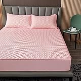 YFGY Spannbettlaken Wasserbetten Und Boxspring Betten King 150 * 200cm, Cool Fitted Bettlaken mit Kissenbezug Sommer Bettwäsche-Sets, Bequeme Bettmatte Soft Bed Schutzhülle Pink 3PCS