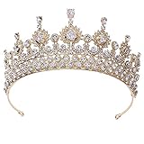 TAOJIN Retro Prinzessin Party Legierung Frauen Diademe Brautkronen, Zirkon Haarbügel, Hochzeitskrone Zirkon Diademe Braut(Gold)