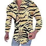 Herrenhemden mit Reversknopf, 3D-Druck, lässig, schmal, Langarm, mehrfarbig, Größe S-XXXXXXXL, Gelb #D, XL