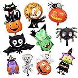 Lostwry Halloween Ballon Dekoration Set, 20pcs Halloween Party Luftballons Deko Kürbisse, Geist, Fledermäuse Ballons Aluminiumfolie Halloween Ballons für Grusel Party