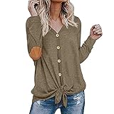 Damen Ärmel V-Ausschnitt Tops Lässige Tunika Bluse Plissee Tunika Tops Hemden Knopfkrawatte Langarm T-Shirt Damen Gestreift Langer Rollärmel Button Down Blusen V-Ausschnitt Lässiges C